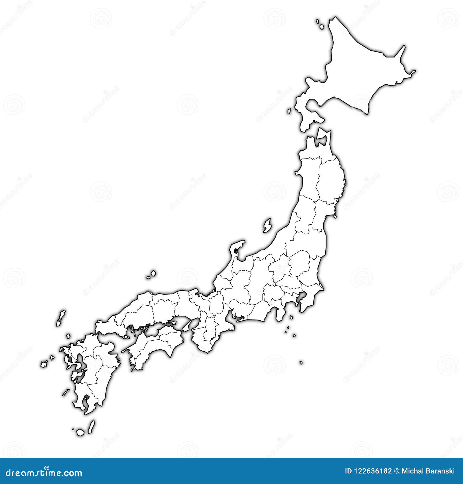 Japan Map Of Prefectures Vector Illustration