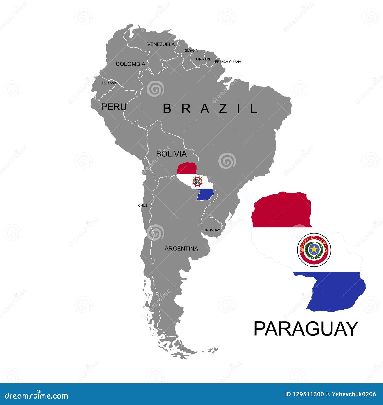 Paraguay On Map Of South America Territory Of Paraguay On South America Continent. White Background. Vector Illustration Stock Vector - Illustration Of Color, Outline: 129511300 Paraguay On Map Of South America Territory Of Paraguay On South America Continent. White Background. Vector Illustration Stock Vector - Illustration Of Color, Outline: 129511300