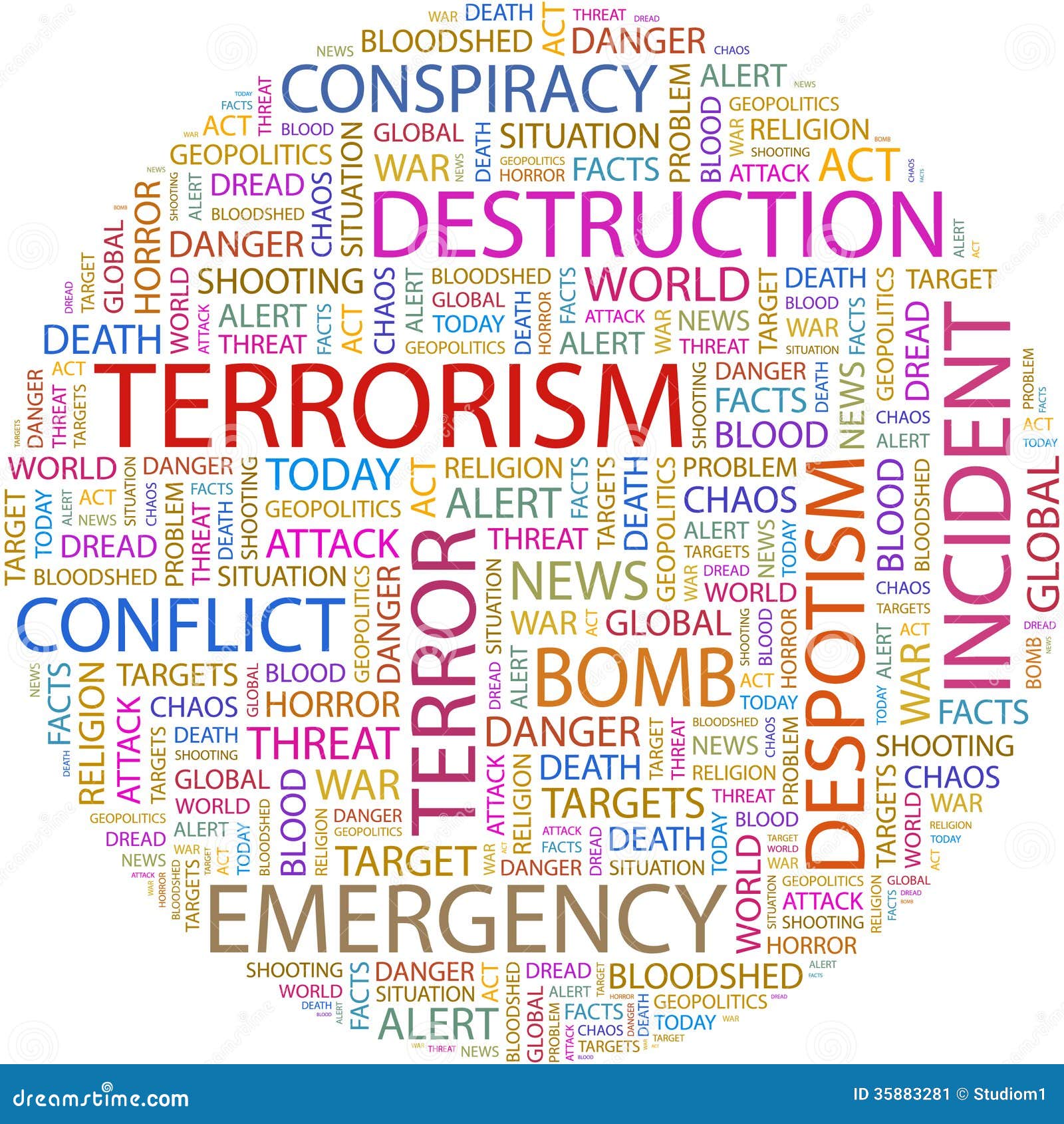 TERRORISME. Illustration de wordcloud de concept de fond. Nuage de mot de concept d'impression. Collage graphique.