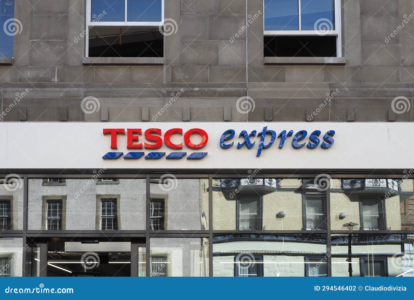 Tesco Express Shopfront Sign in Dundee Editorial Photography Image of