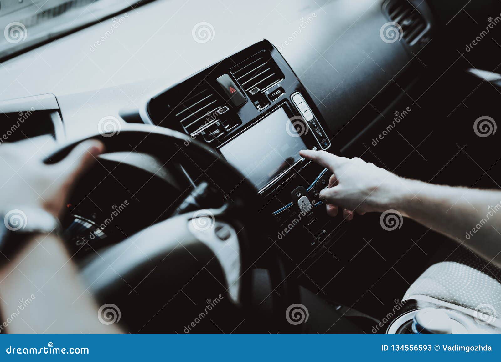 Tesla Car Interior Behind The Wheel Concept Stock Image