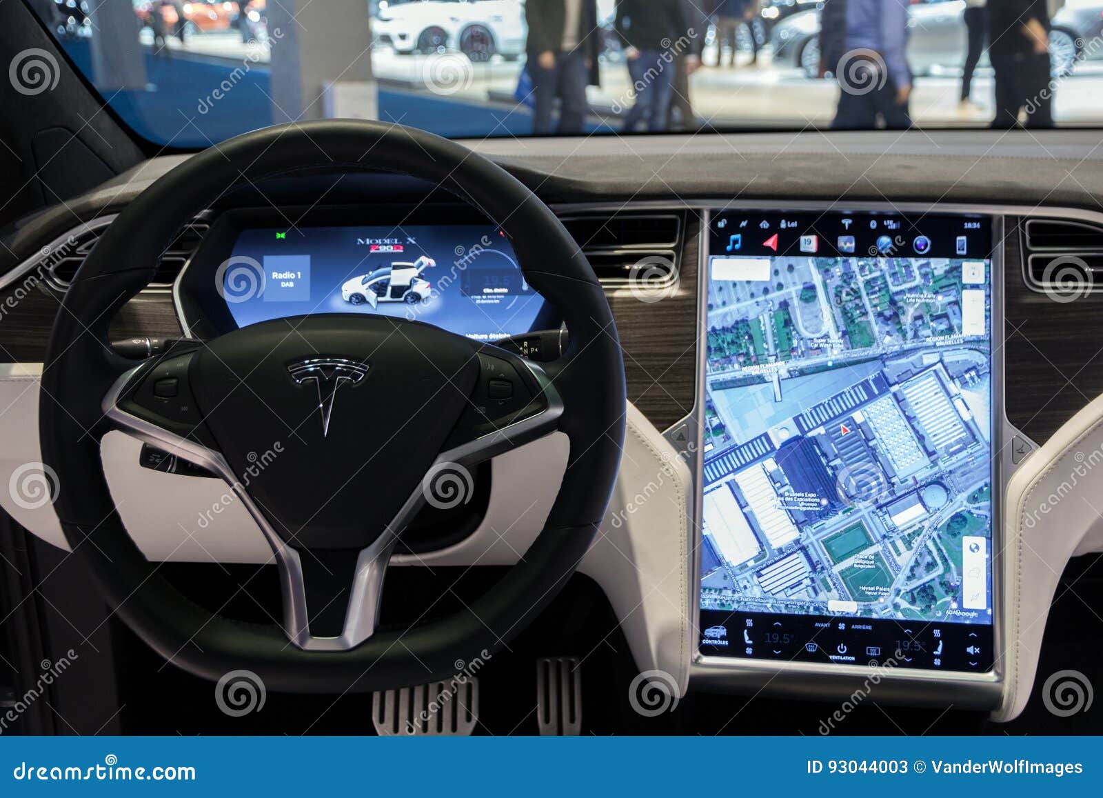 Tesla Model X Car Interior Navigation Editorial Stock Photo