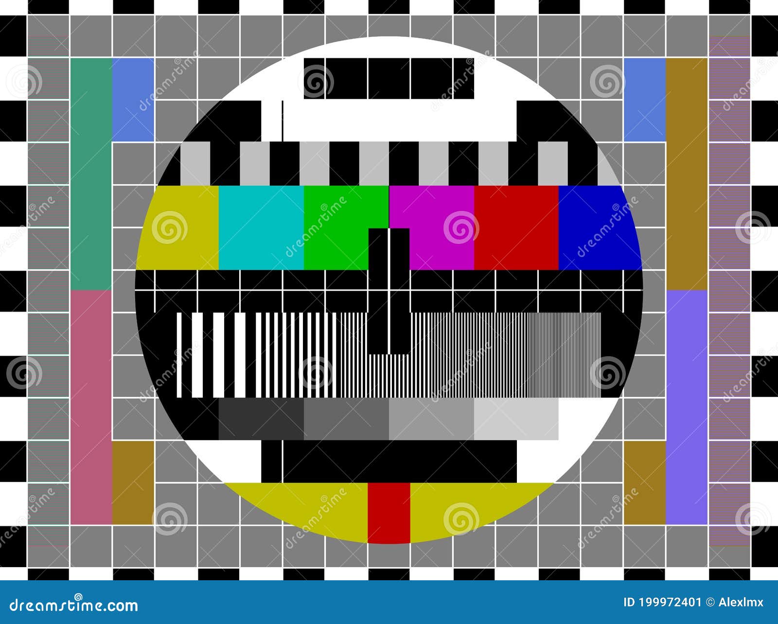 Test Card TV, High Resolution, 3D Rendering Stock Illustration