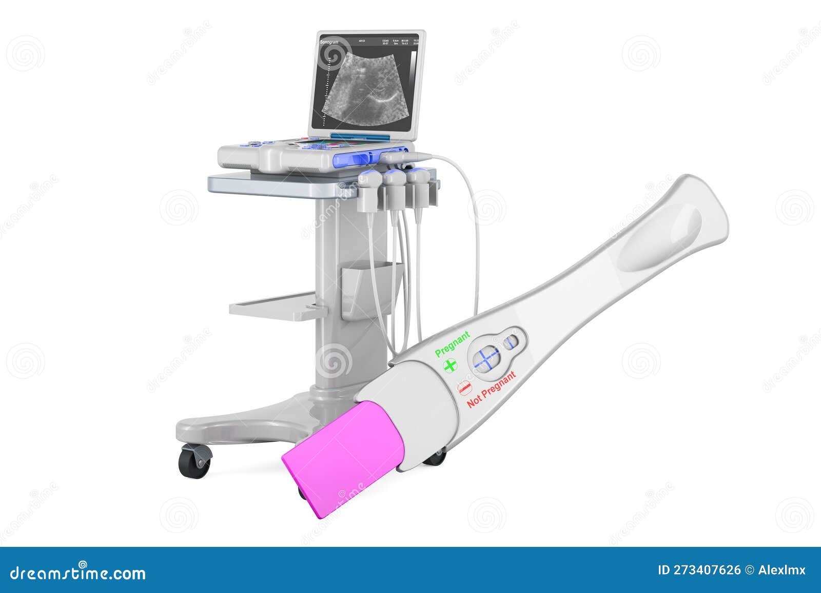 Test De Grossesse Positif Avec échographie Médicale Portable Appareil De  Diagnostic Scanner Rendu 3d Illustration Stock - Illustration du médical,  aide: 273407626