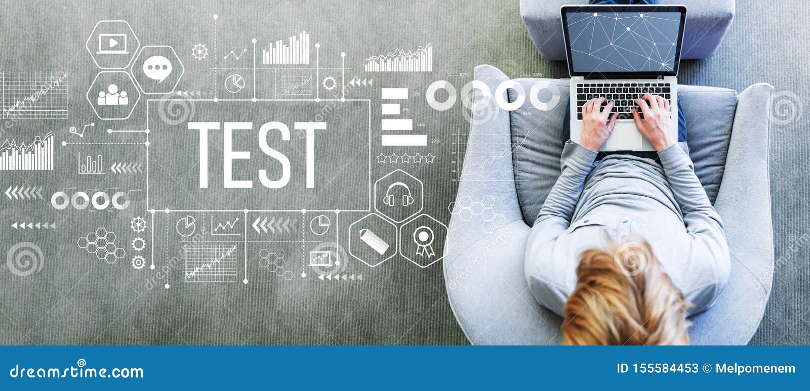 Test With Man Using A Laptop Stock Image Image Of Laptop