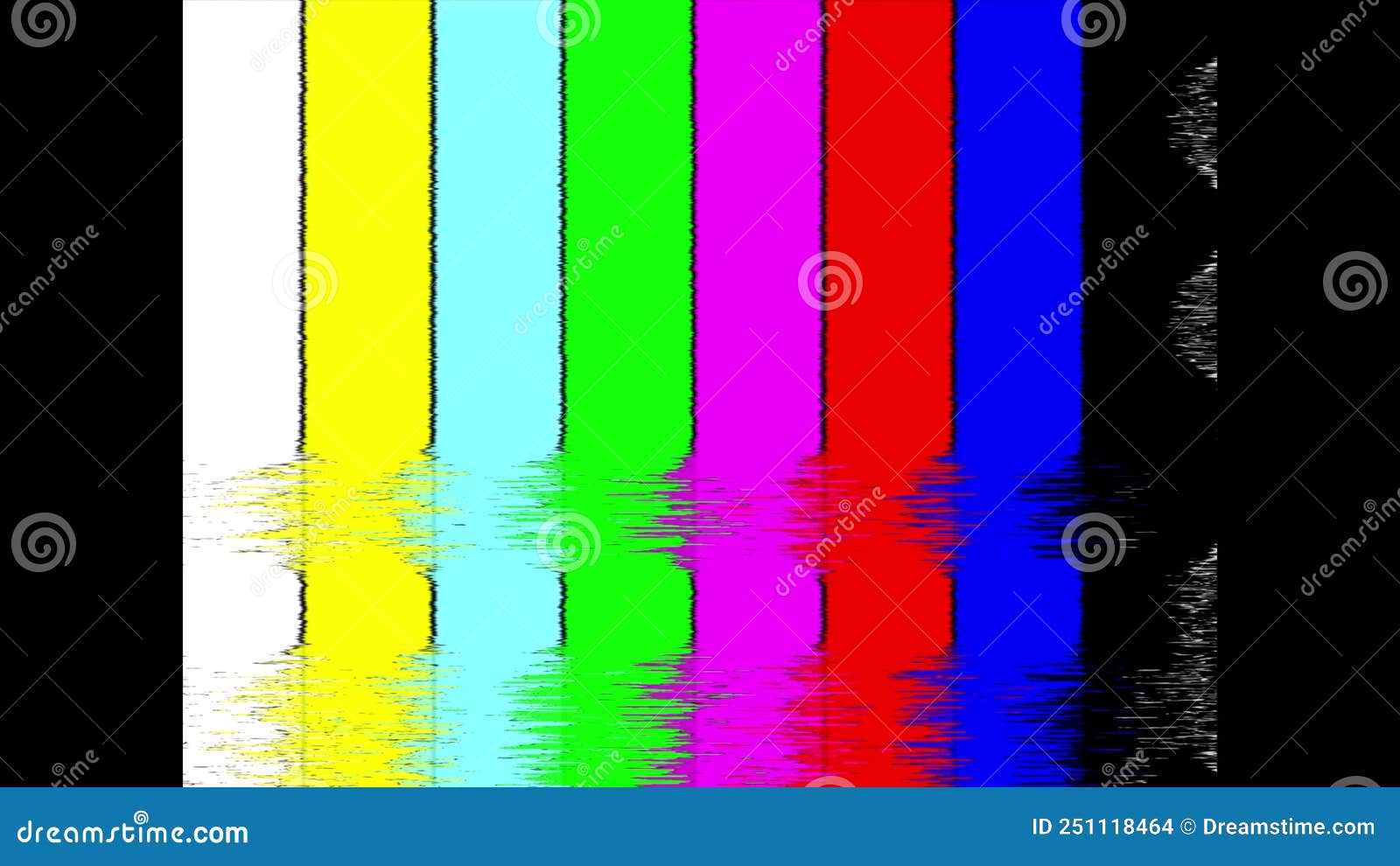 Test Pattern from a Tv Transmission with Colorful Bars and Interference