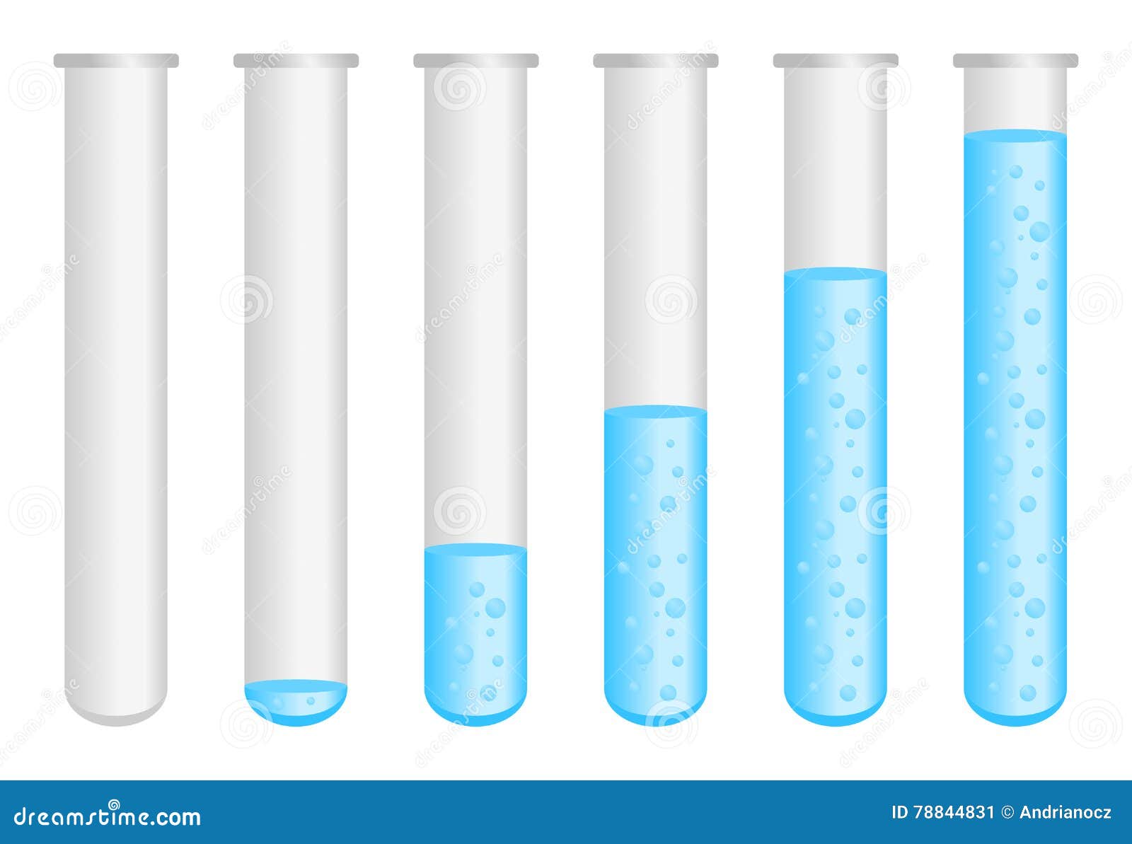Test Tube with Blue Liquid Isolated on White Stock Illustration