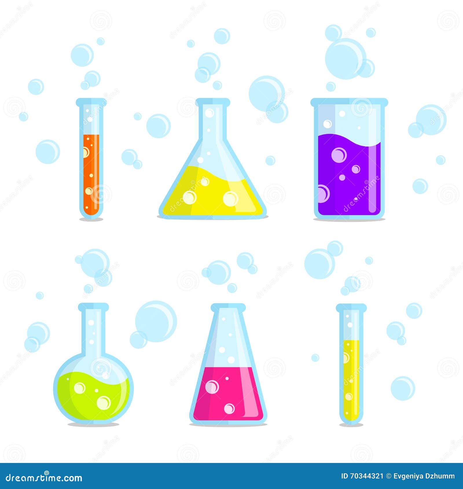 Test Tubes, Beakers, Flasks and Bubbles. Vector Colorful Icons Stock ...