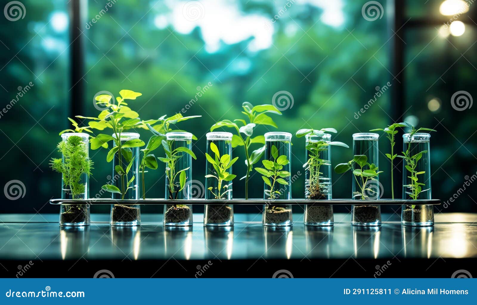 Test Tubes with Plants. Experiments for Medicine, Perfumes or