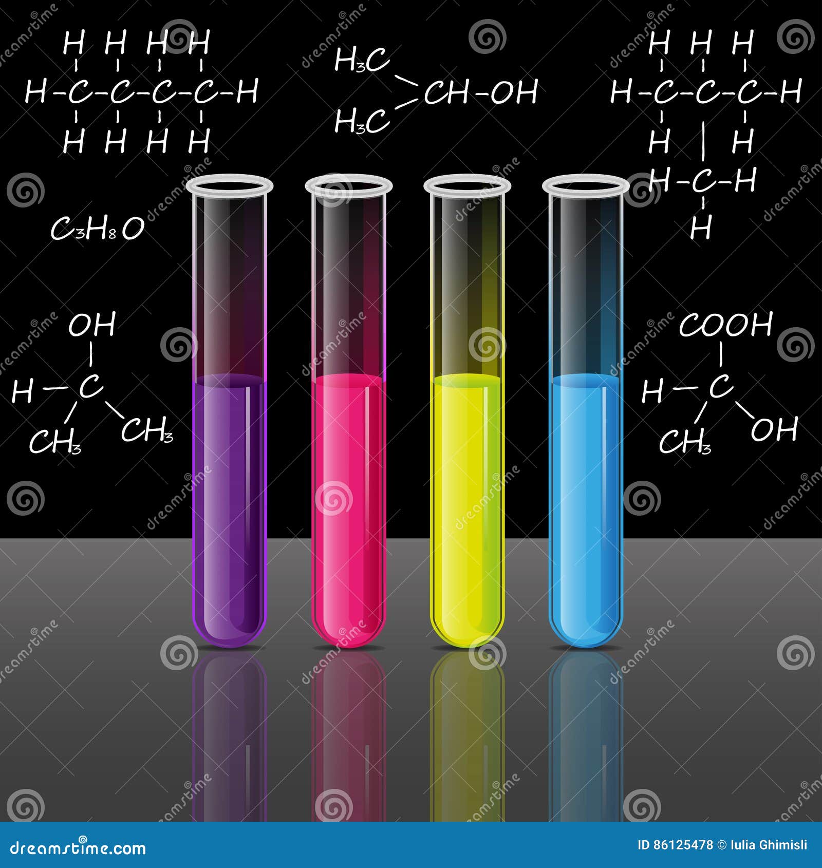 Test Tubes Set. Formulas. Science and Education Vector. Stock Vector