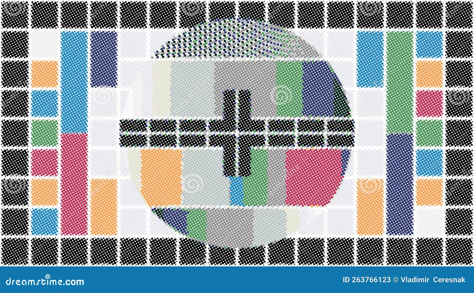 Test the TV Screen from Small Raster Circles Stock Vector
