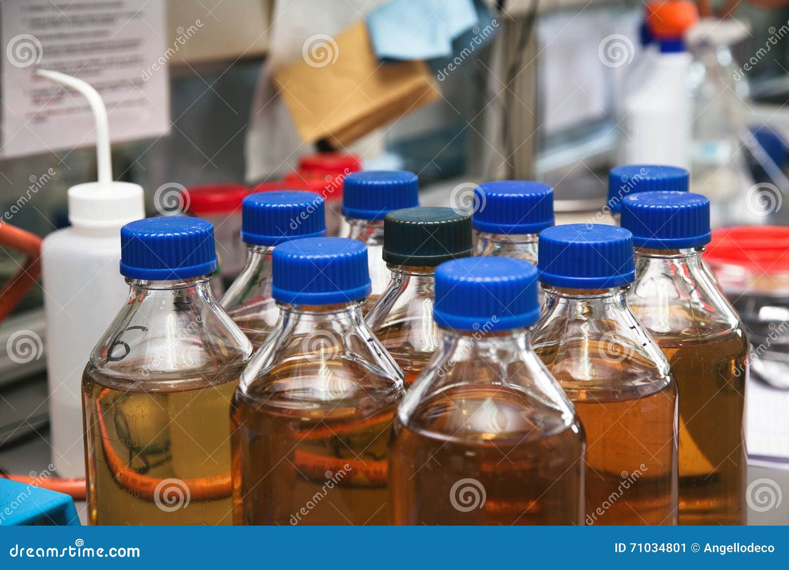 Test Water Samples in the Laboratory of Water Treatment Plant Stock
