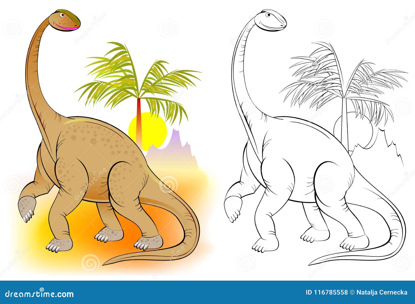 Teste Padrão Colorido E Preto E Branco Para Colorir Ilustração Do Dinossauro  Bonito Ilustração do Vetor - Ilustração de estudo, animal: 116785558