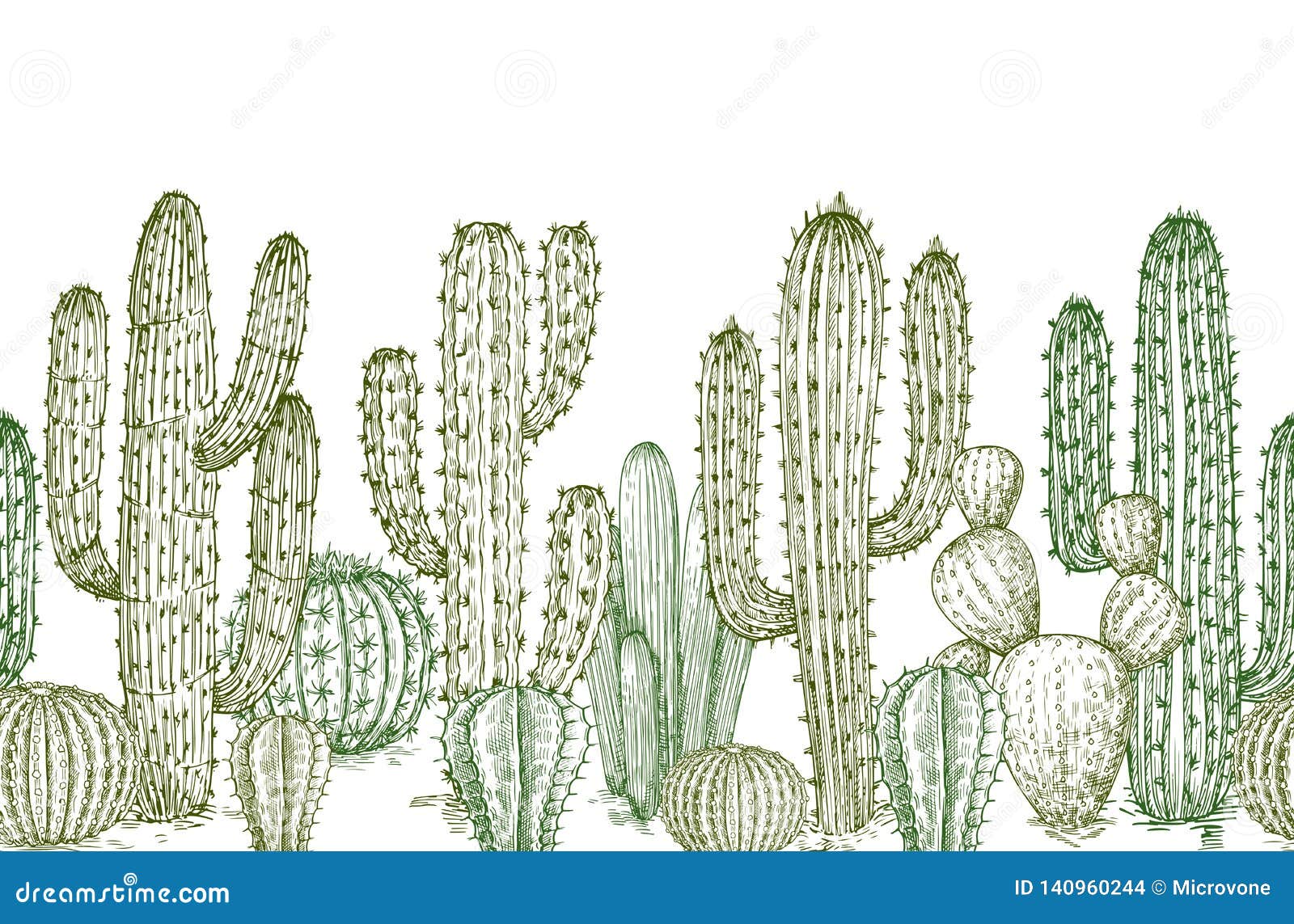 Padrão de cacto sem emenda. plantas exóticas cactos do deserto, repetindo o  fundo de cactos, Vetor Premium