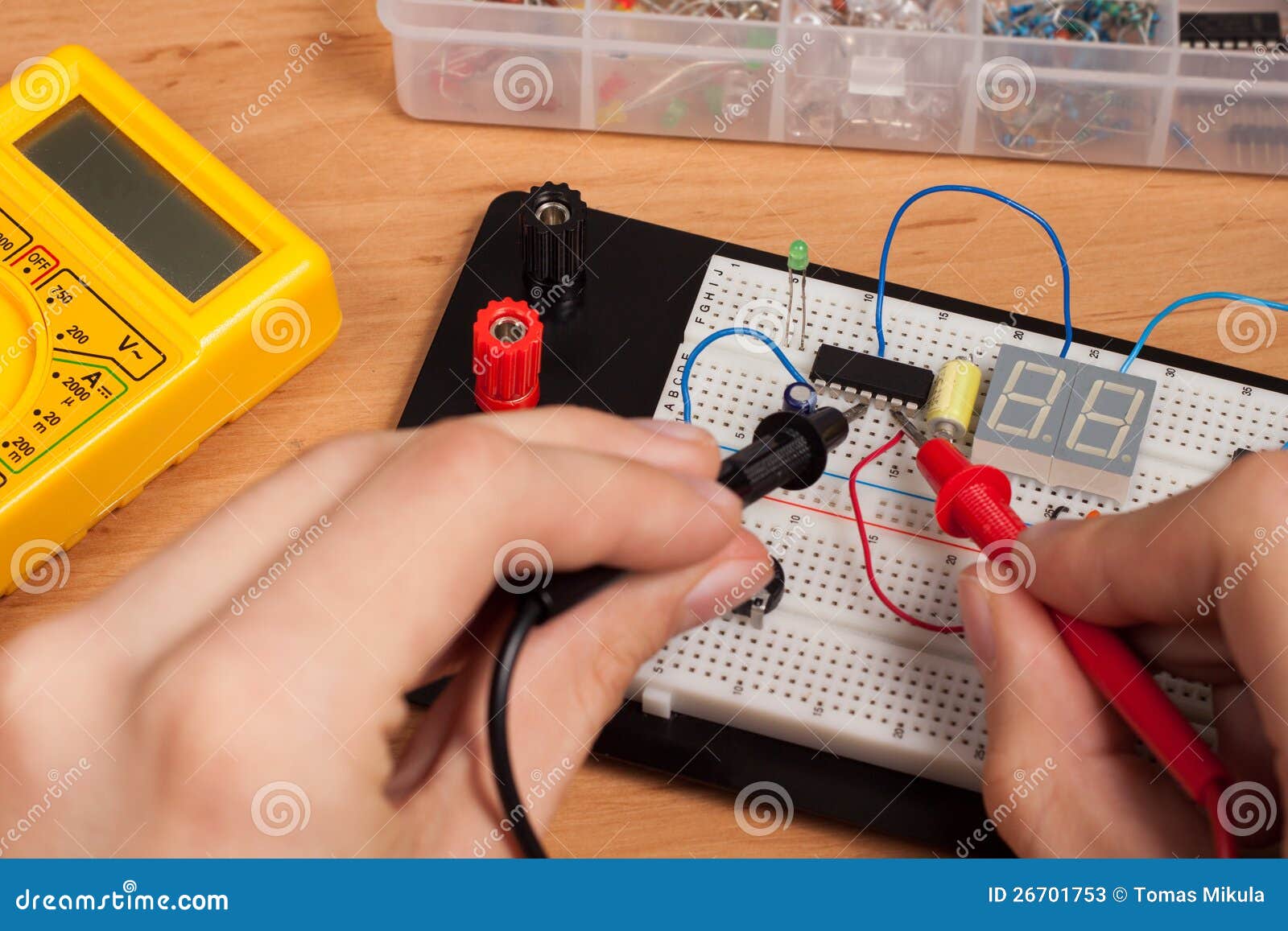 Testing Electrical Circuit On Breadboard Stock Photos Circuit Diagram
