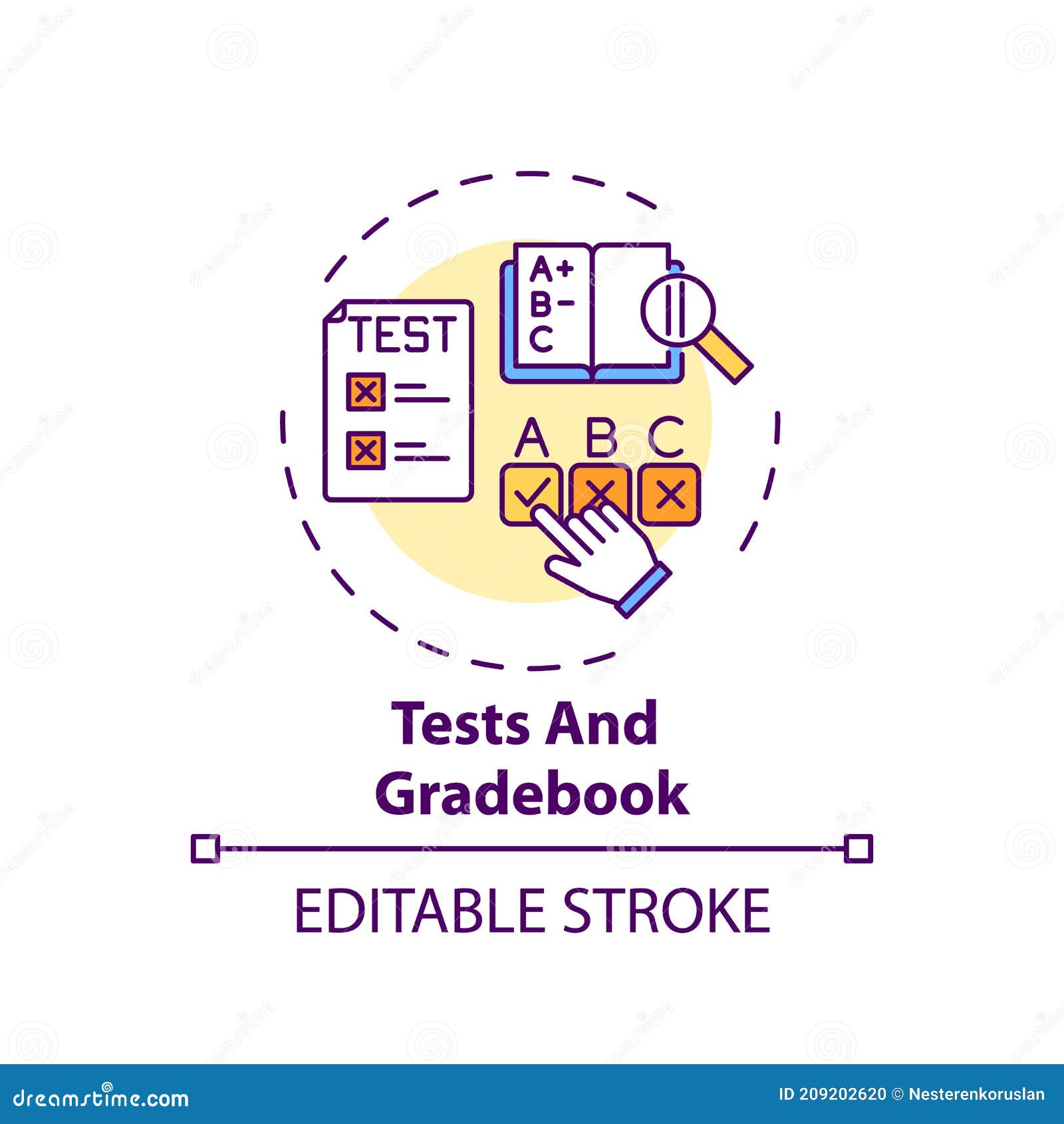 tests and gradebook concept icon