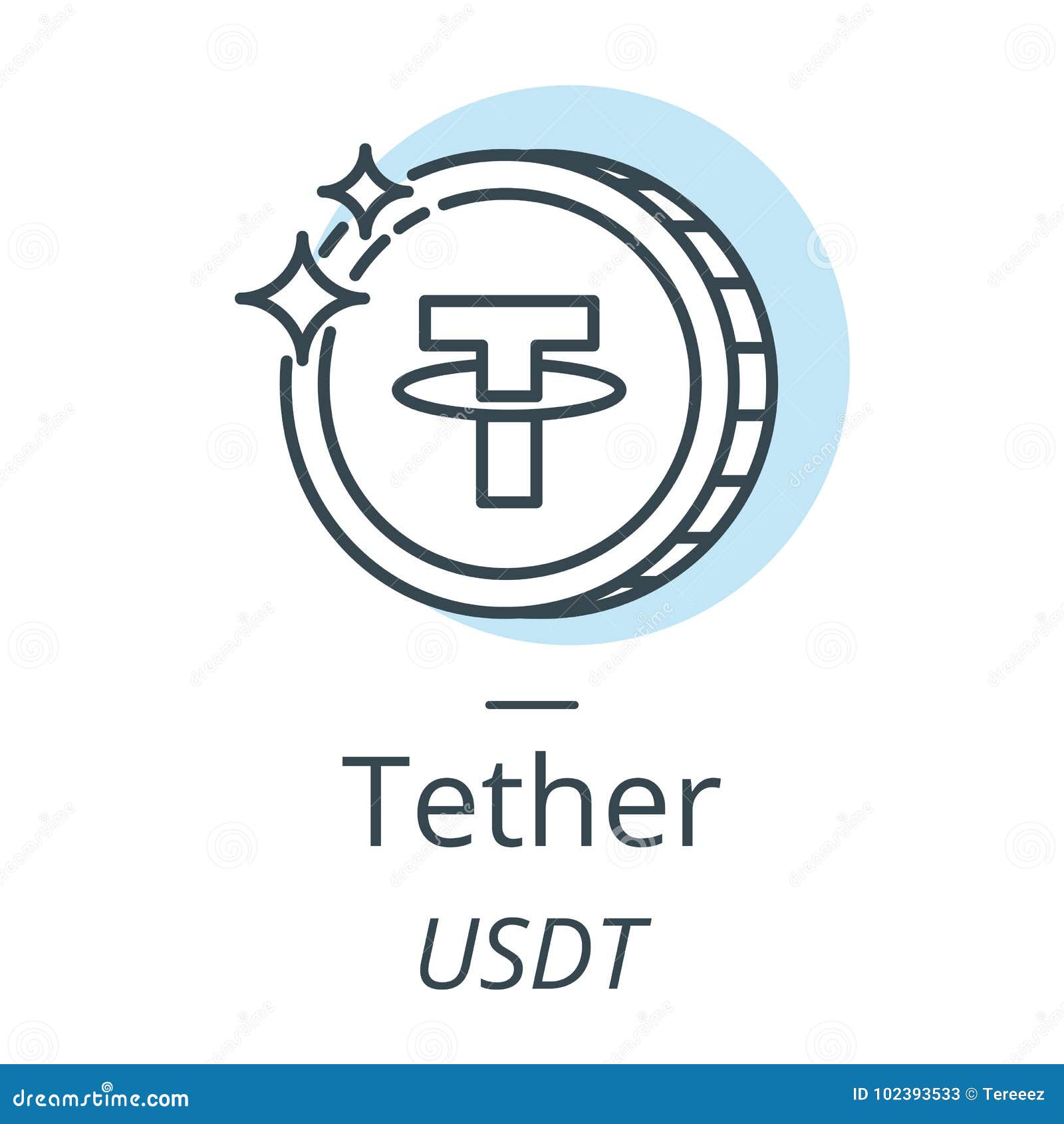Tether Cryptocurrency Coin Line, Icon of Virtual Currency Editorial Stock  Photo - Illustration of banking, investment: 102393533