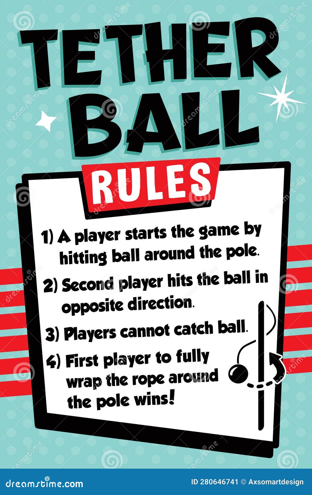 Tetherball Rules Sign, Recess Poster, School Playground and Park