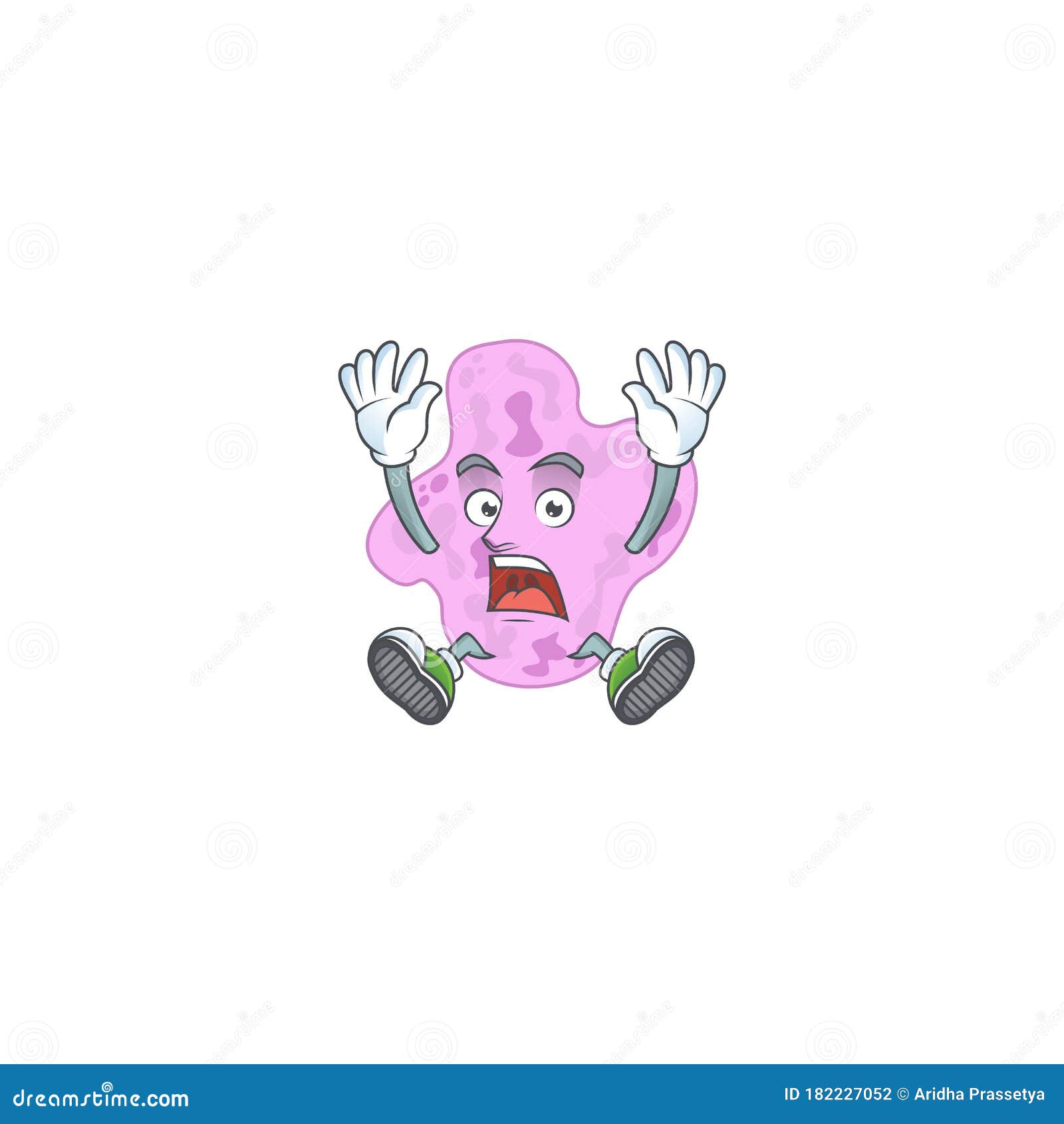 tetracoccus cartoon character  showing shocking gesture