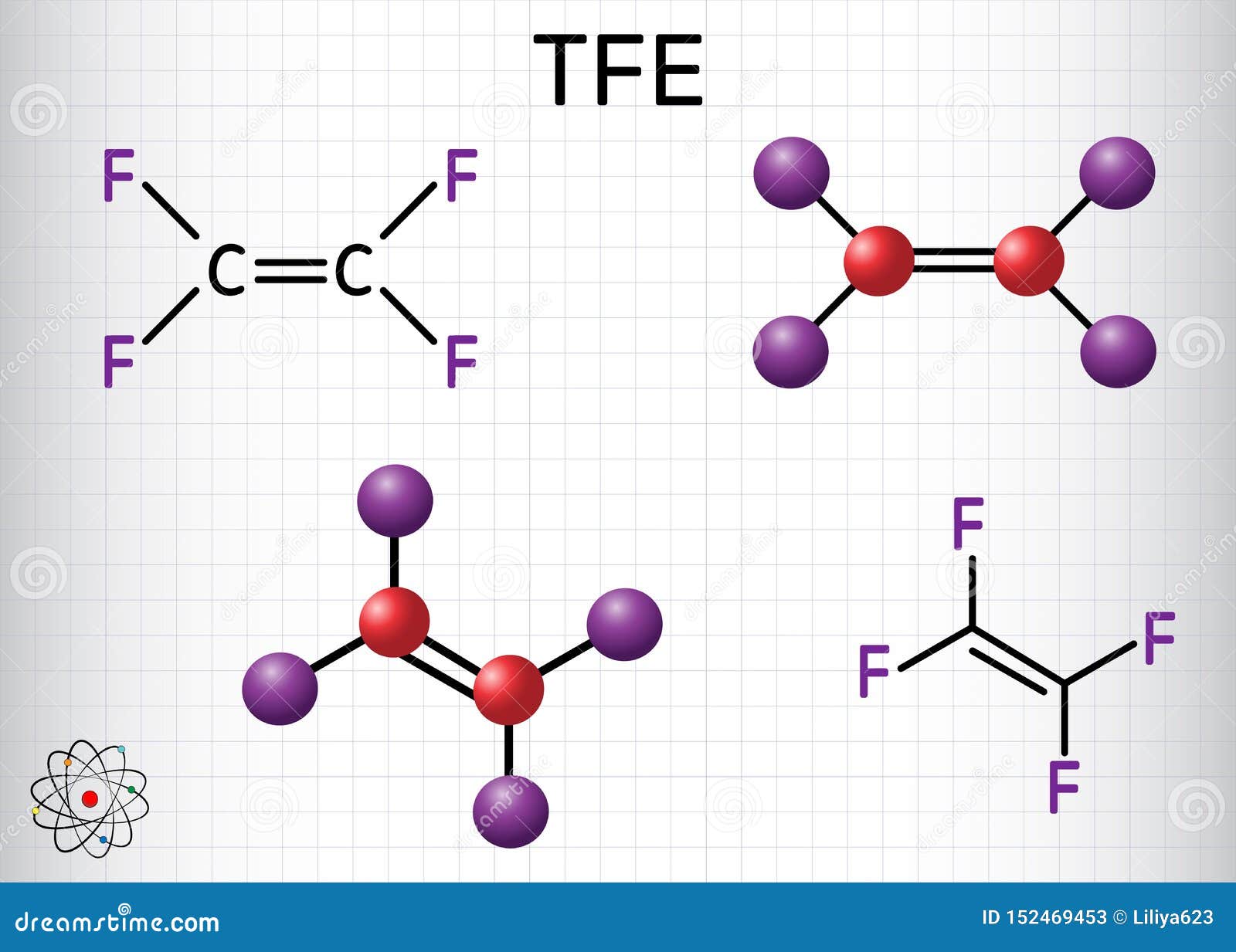 Tetrafluoroethylene or TFE Molecule , is a Monomer of