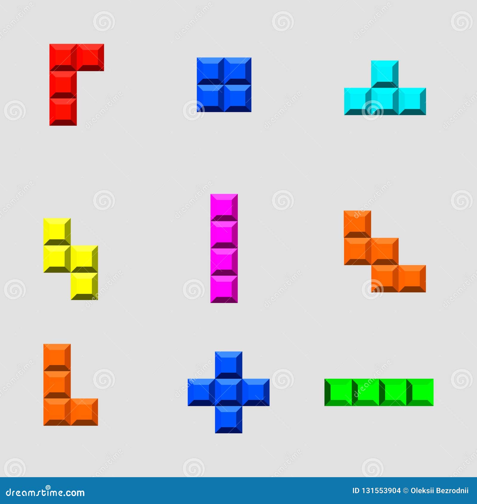 Game Bricks Tetris Template. Color Pixel Blocks Editorial Stock