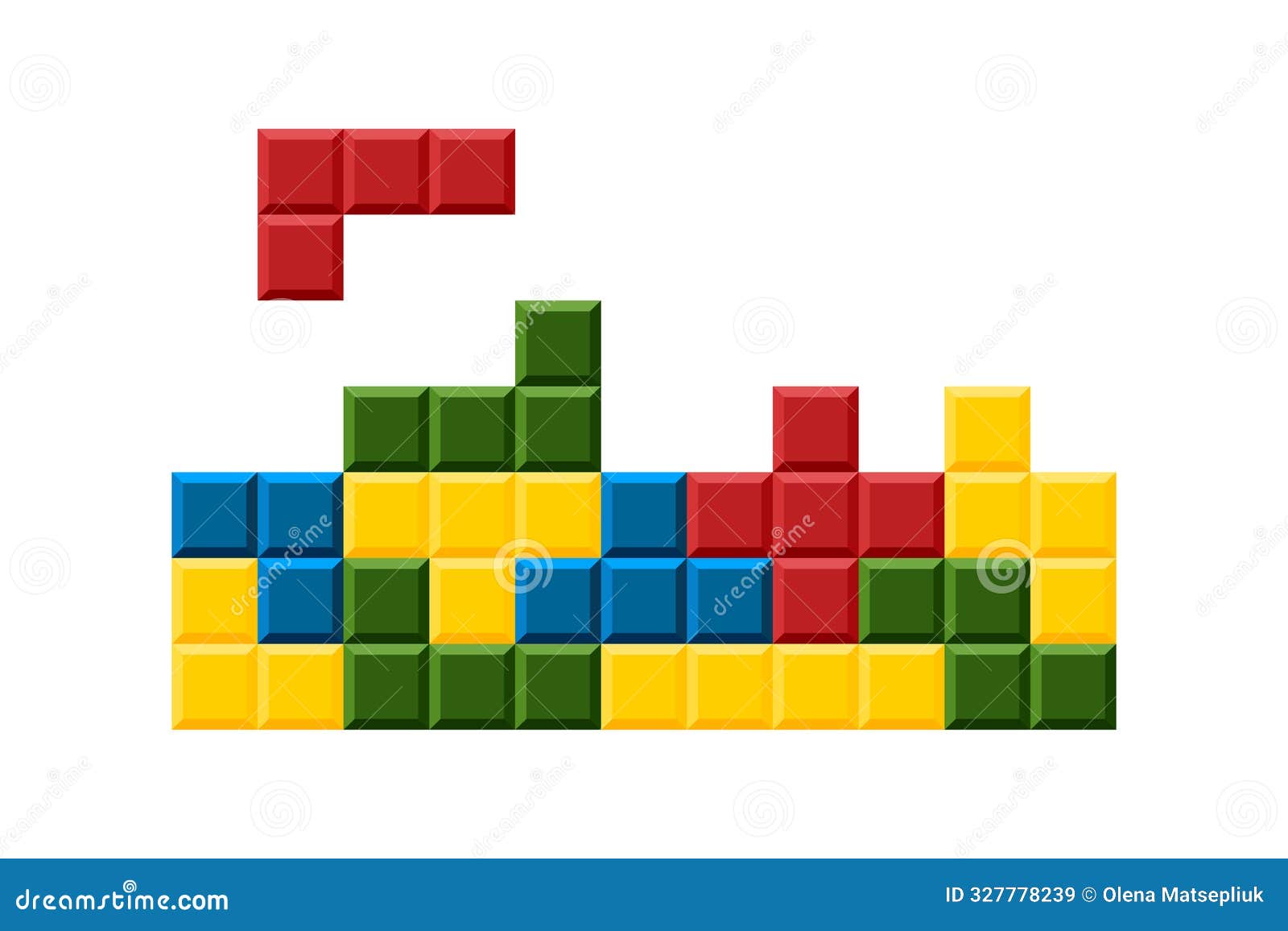 tetris game blocks. colorful and geometric s reminiscent of classic video game. tetris game process