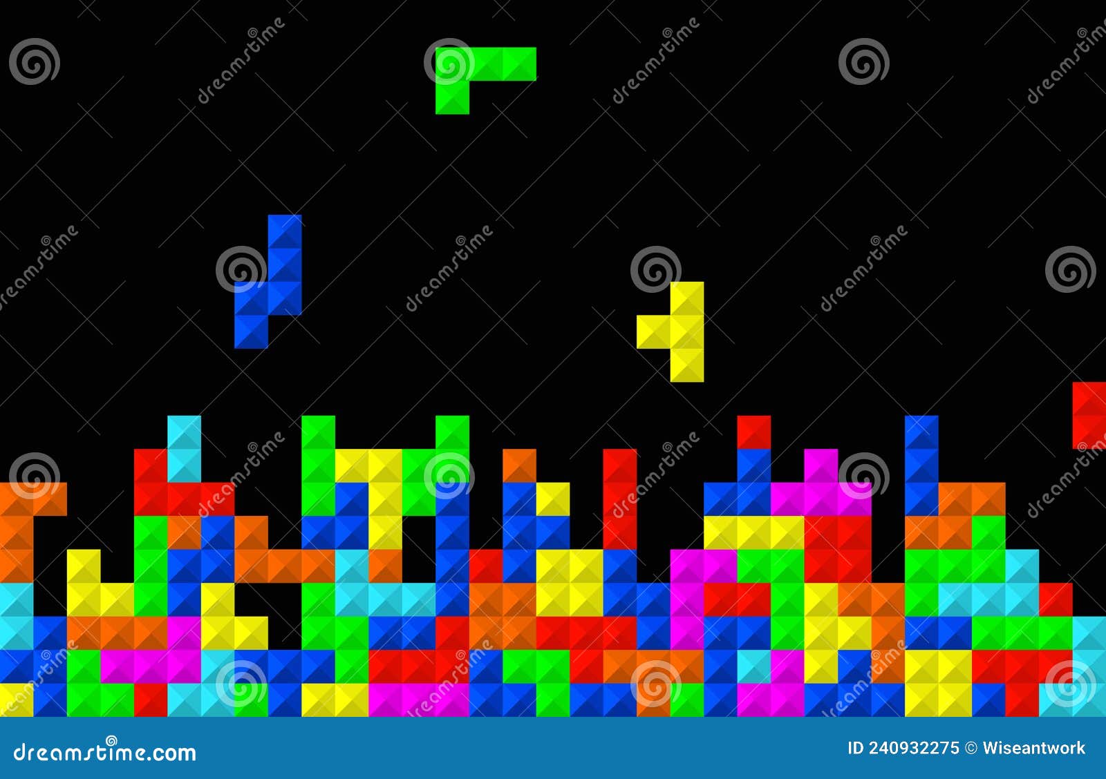 Tetris Game. Tetris Pixel Background. Arcade Game. Background of