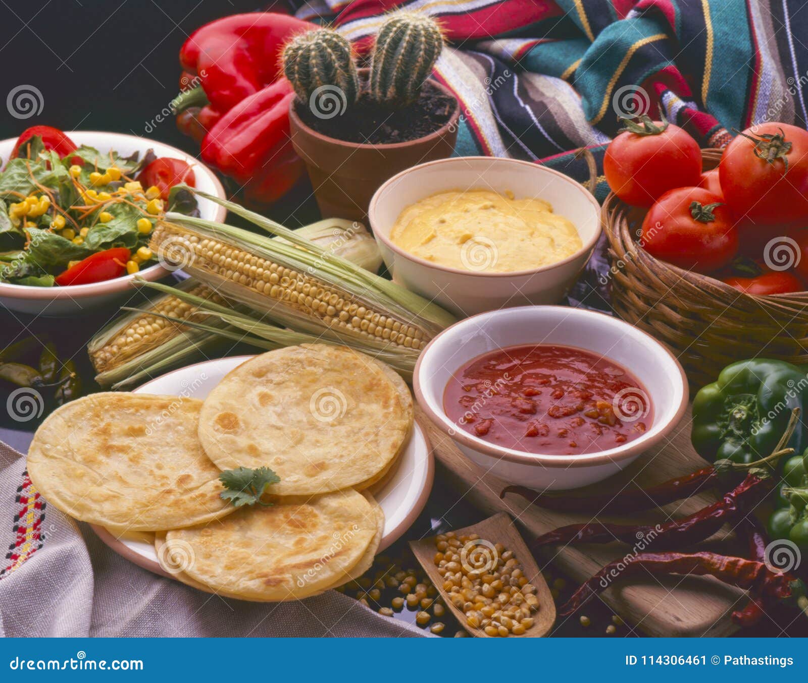 Tex Mex Food. Mexican Corn Tortillas. Stock Image - Image of spicy