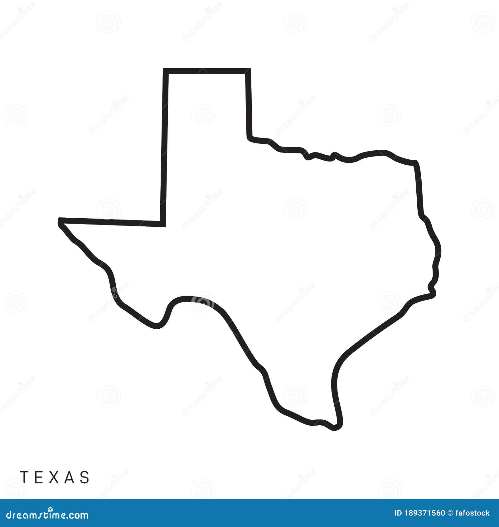 texas map outline   template. editable stroke