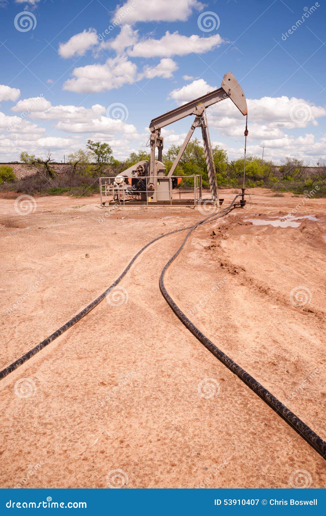 Texas Oil Pump Jack Fracking Crude Extraction Machine Stock Image