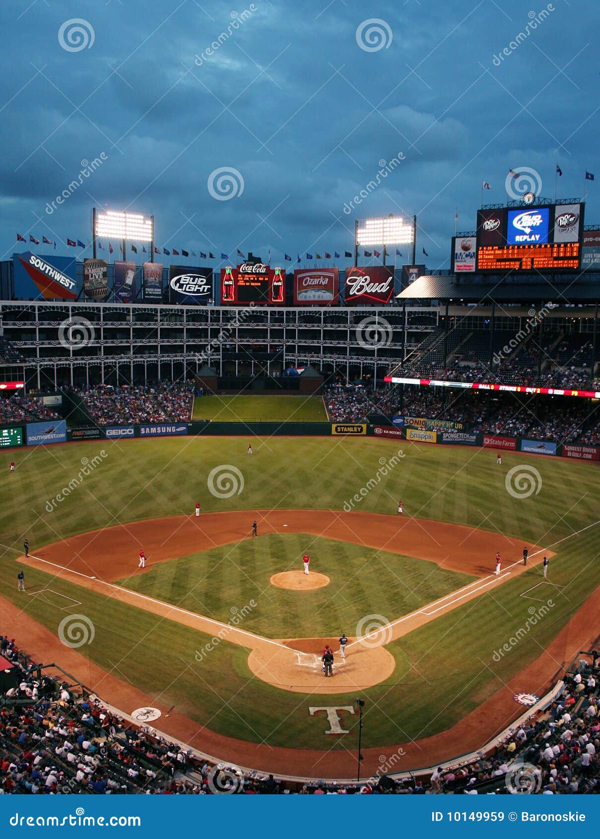 Texas Rangers Baseball Game at Night Editorial Stock Image Image of