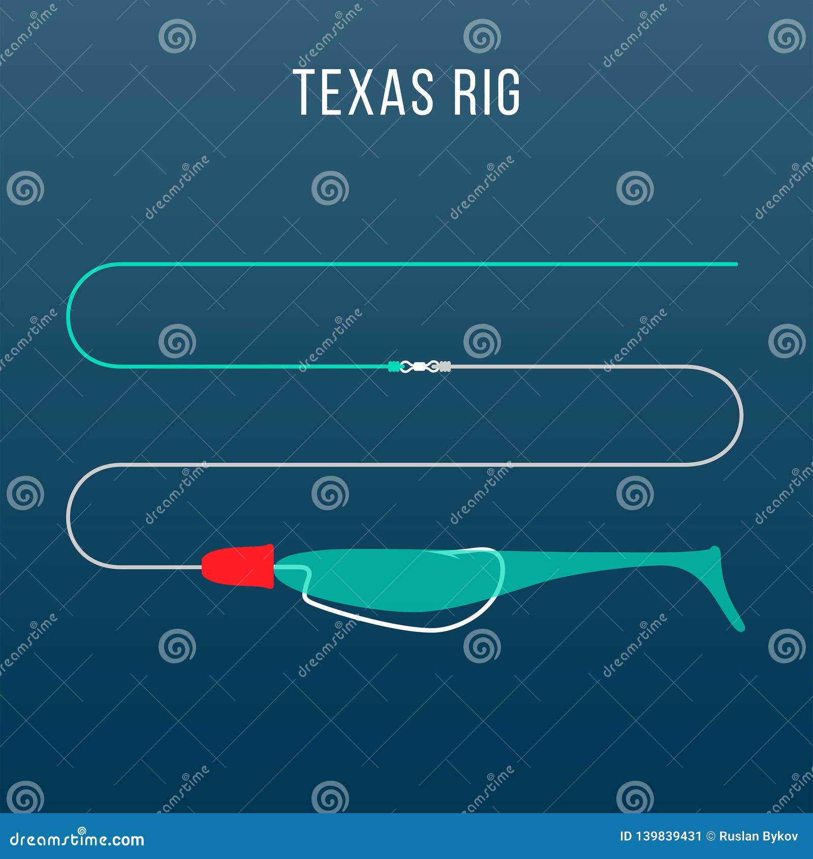 Texas Rigged Sort Plastic Bait Fishing Setup for Bass Stock Vector -  Illustration of paddle, hook: 139839431