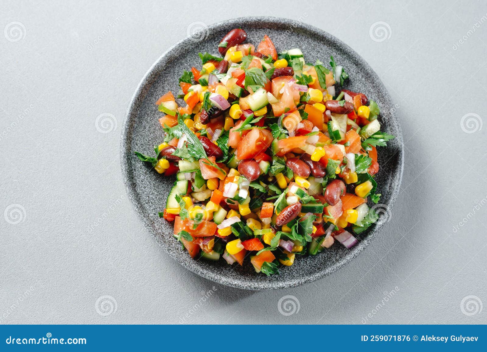 Texas Salad or Texas Caviar. Veggie Dish with Corn Beans and Peppers on