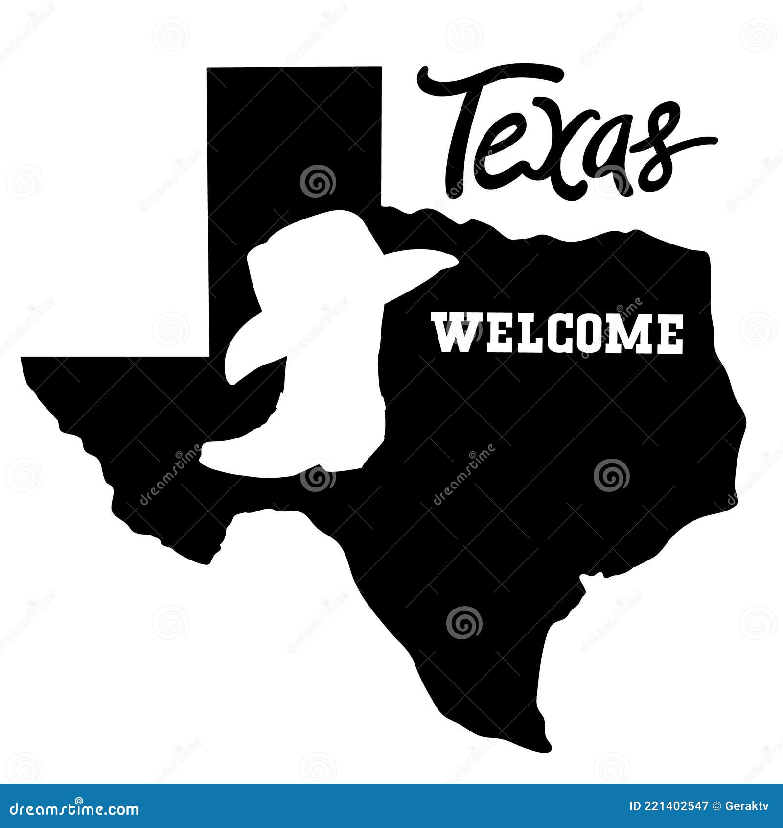 Texas Set Maps Silhouette with Cowboy Boot and Hat. Vector Illustration