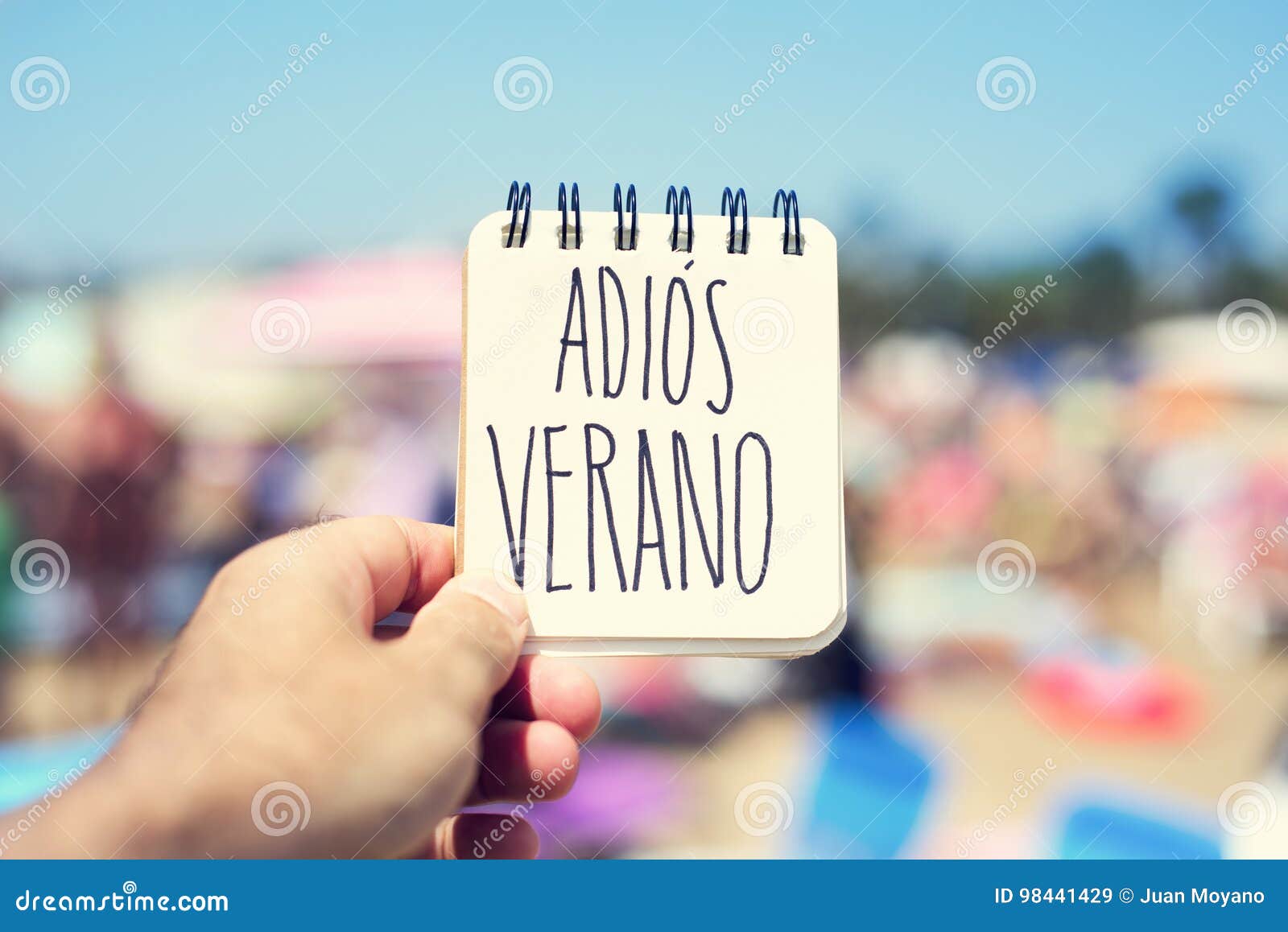 text adios verano, good bye summer in spanish