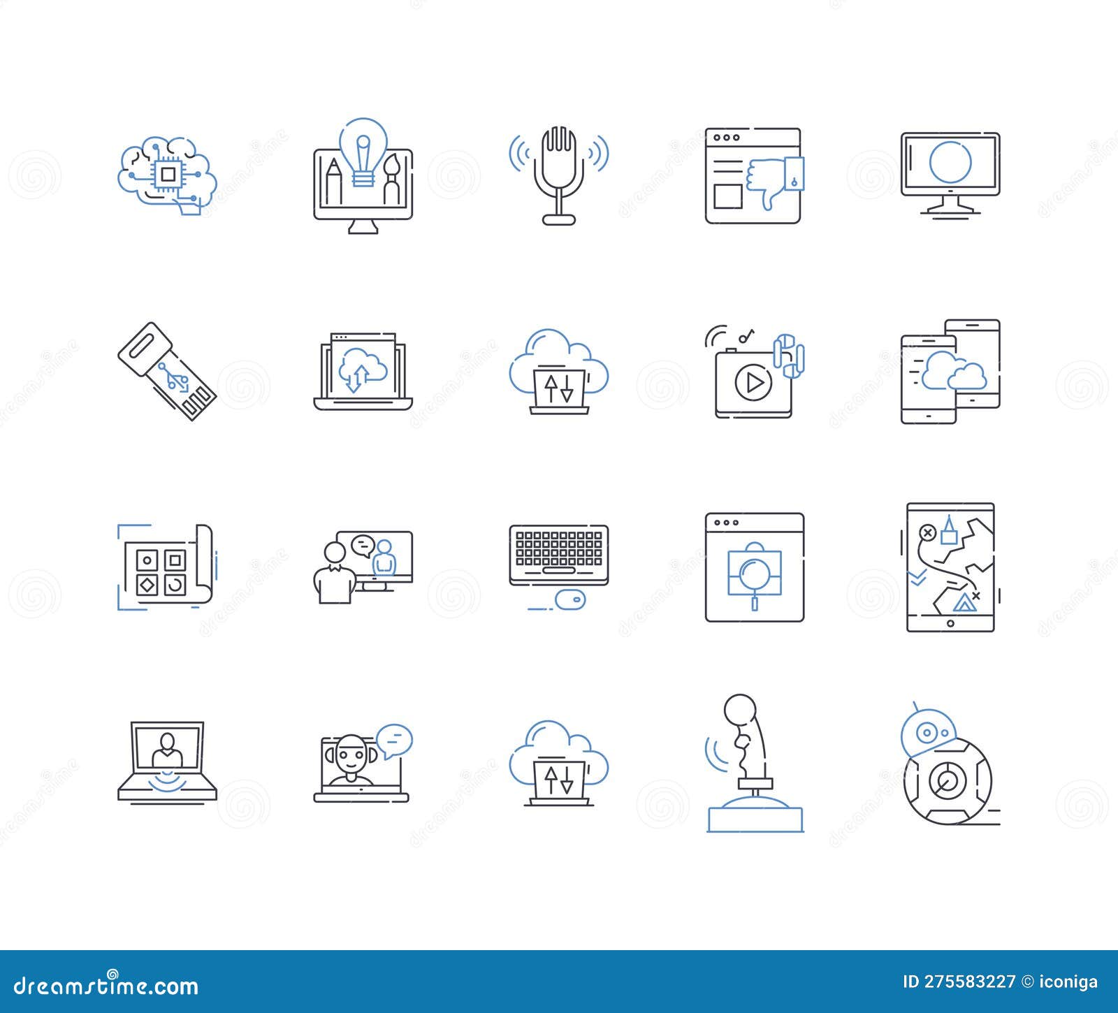 text analytics line icons collection. nlp, sentiment, semantics, syntax, topic, clustering, classification  and