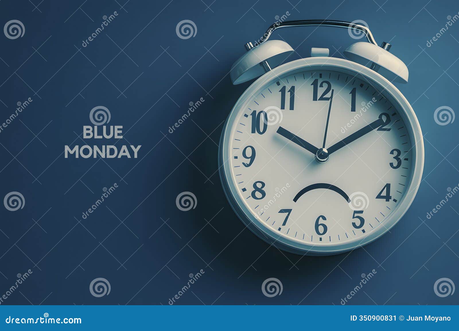 text blue monday and sad alarm clock, ai generated