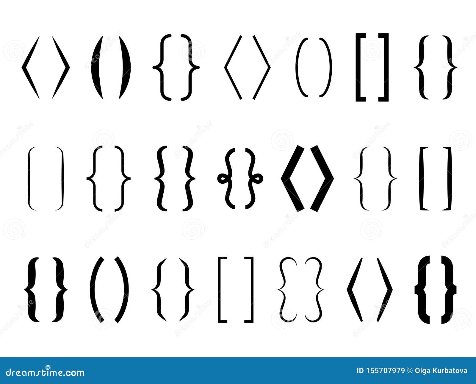 Text Brackets. Curly Braces, Square and Corner Parentheses. Bracket