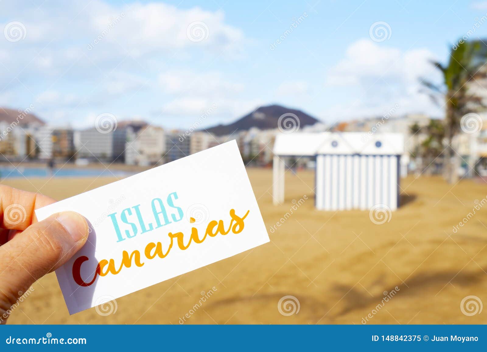 text canary islands in a signboard in maspalomas