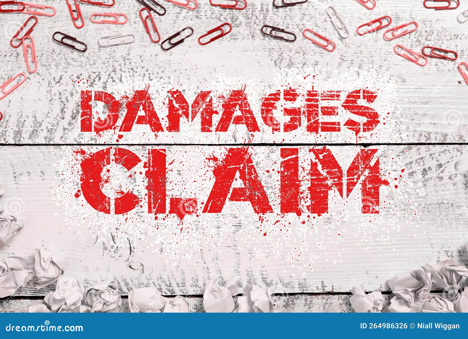 text caption presenting damages claim. word written on demand compensation litigate insurance file suit