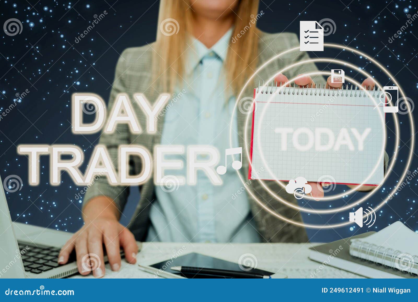 text caption presenting day trader. business overview a person that buy and sell financial instrument within the day