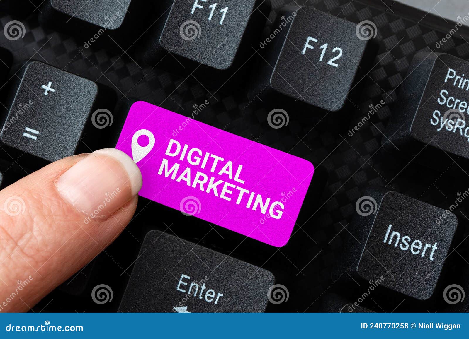 Text Caption Presenting Digital Marketing. Concept Meaning Promotion of Products or Brands Using