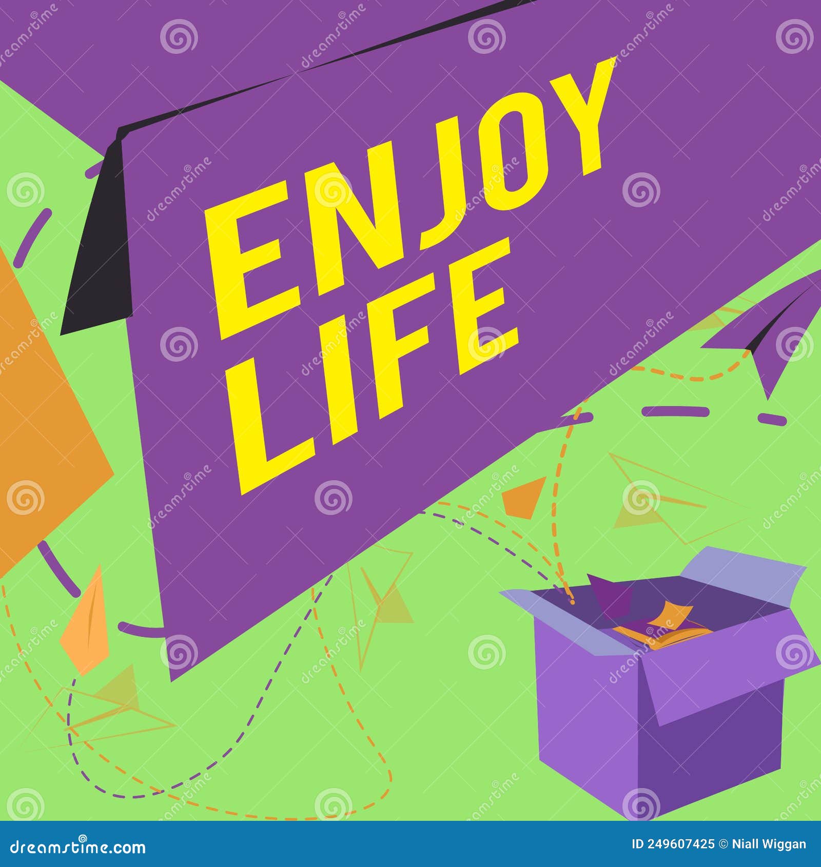 text caption presenting enjoy life. concept meaning any thing, place,food or person, that makes you relax and happy open