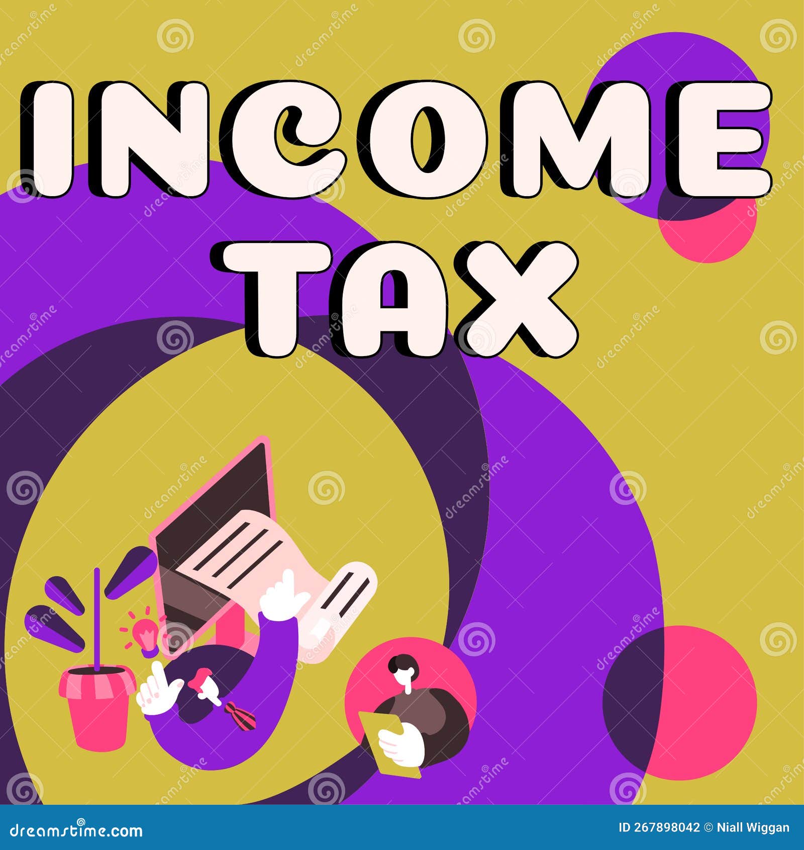 text caption presenting income tax. business showcase annual charge levied on both earned and unearned income