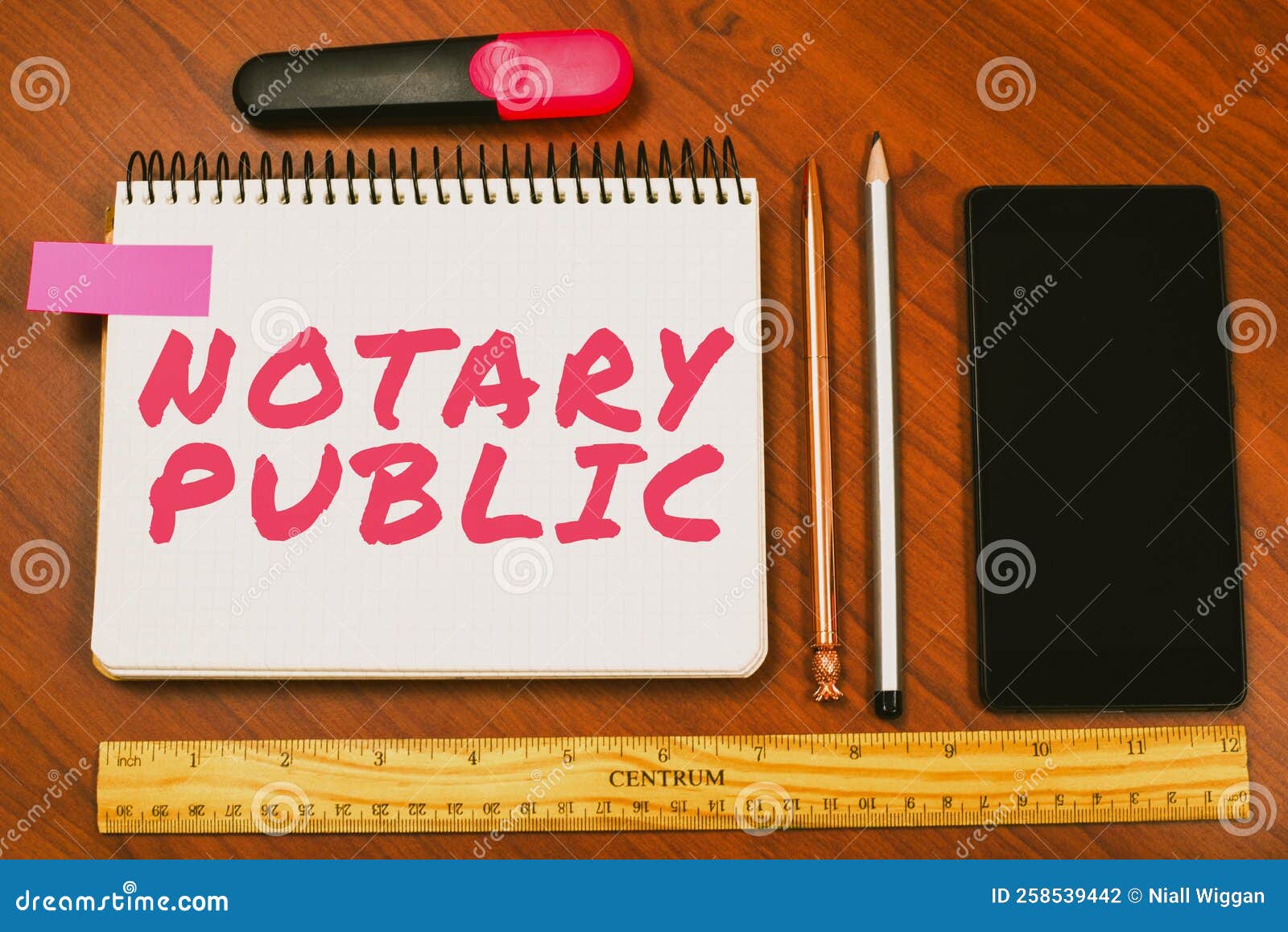 Text Caption Presenting Notary Public. Word Written on Legality Documentation Authorization