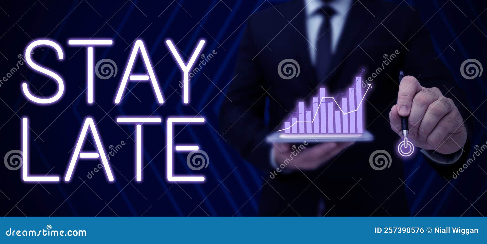 text caption presenting stay late. conceptual photo a routine in which a person goes to somewhere out of time