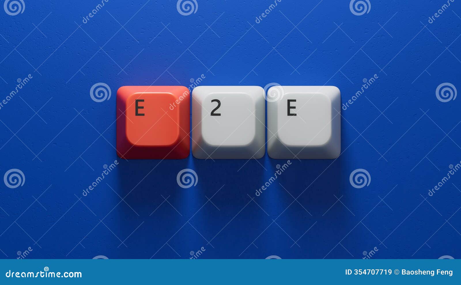 text e2e is written on computer keyboard keys standing in a row. around the blocks with letters. can be used for business