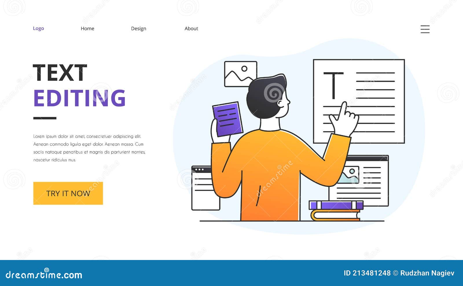 Text Editing with Editor or Proof Reader Analysing Text Stock Vector