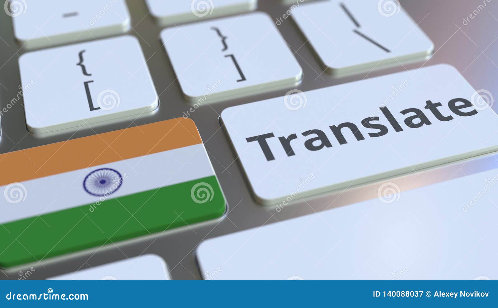 TRANSLATE Text and Flag of India on the Buttons on the Computer