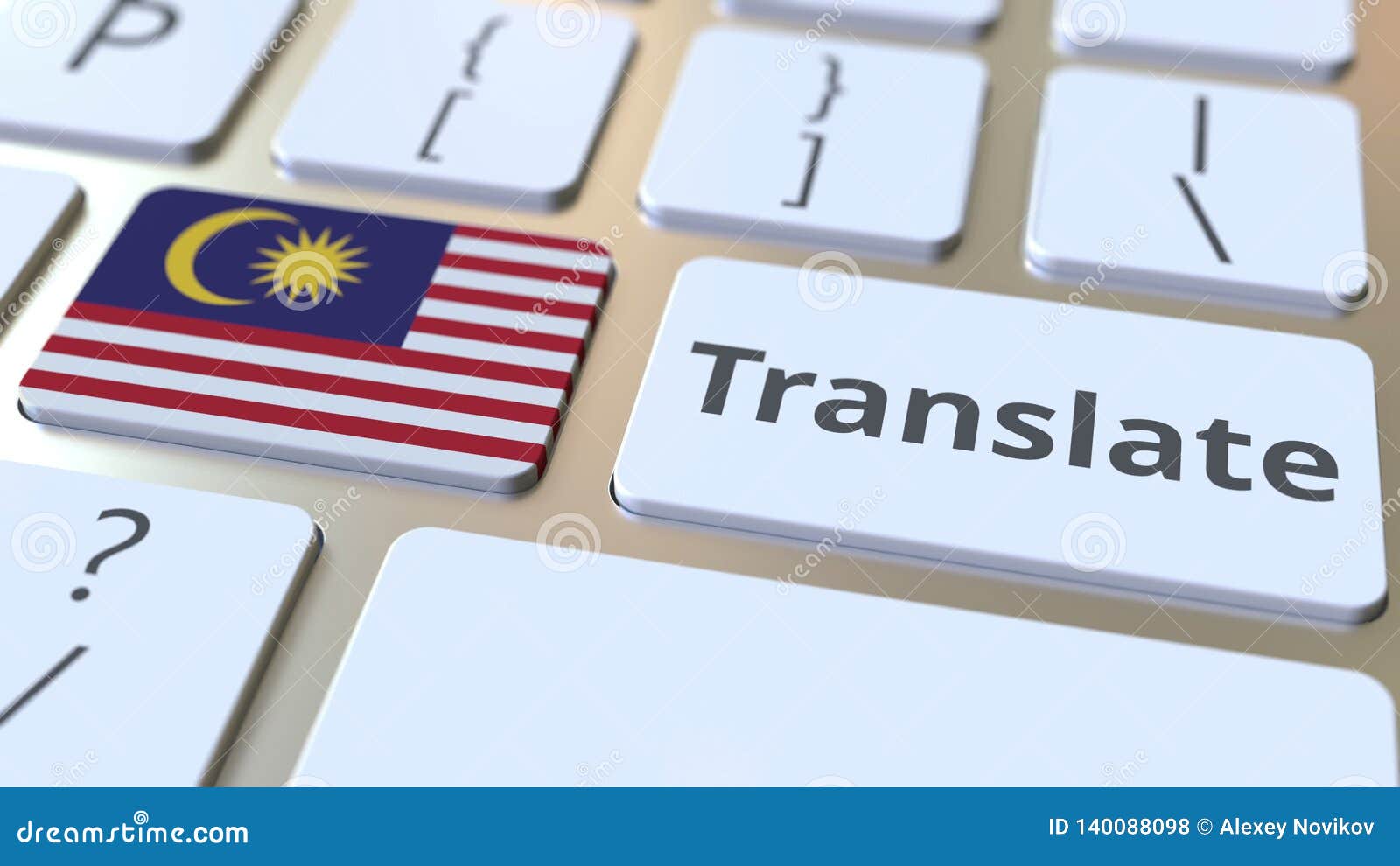 TRANSLATE Text and Flag of Malaysia on the Buttons on the Computer